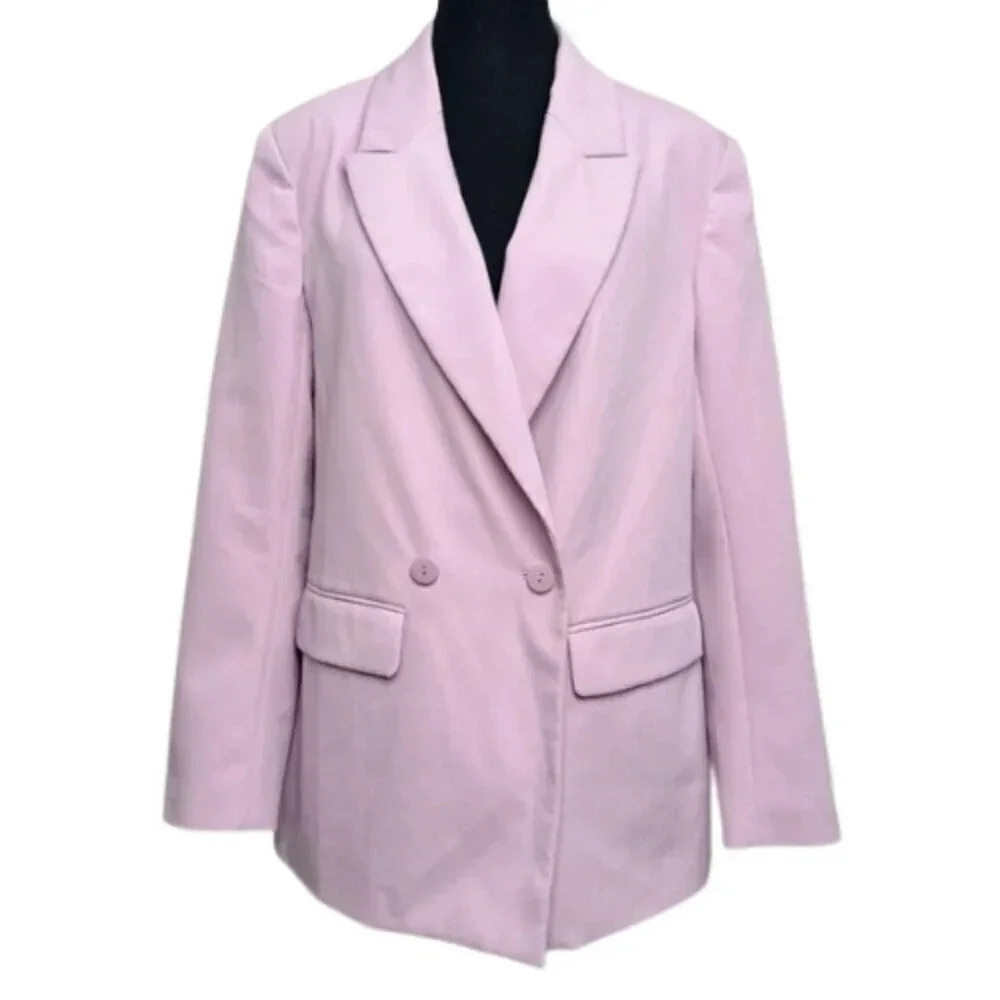 Rd Style Womens Xsmall Oversized Lilac Double Breasted Blazer
